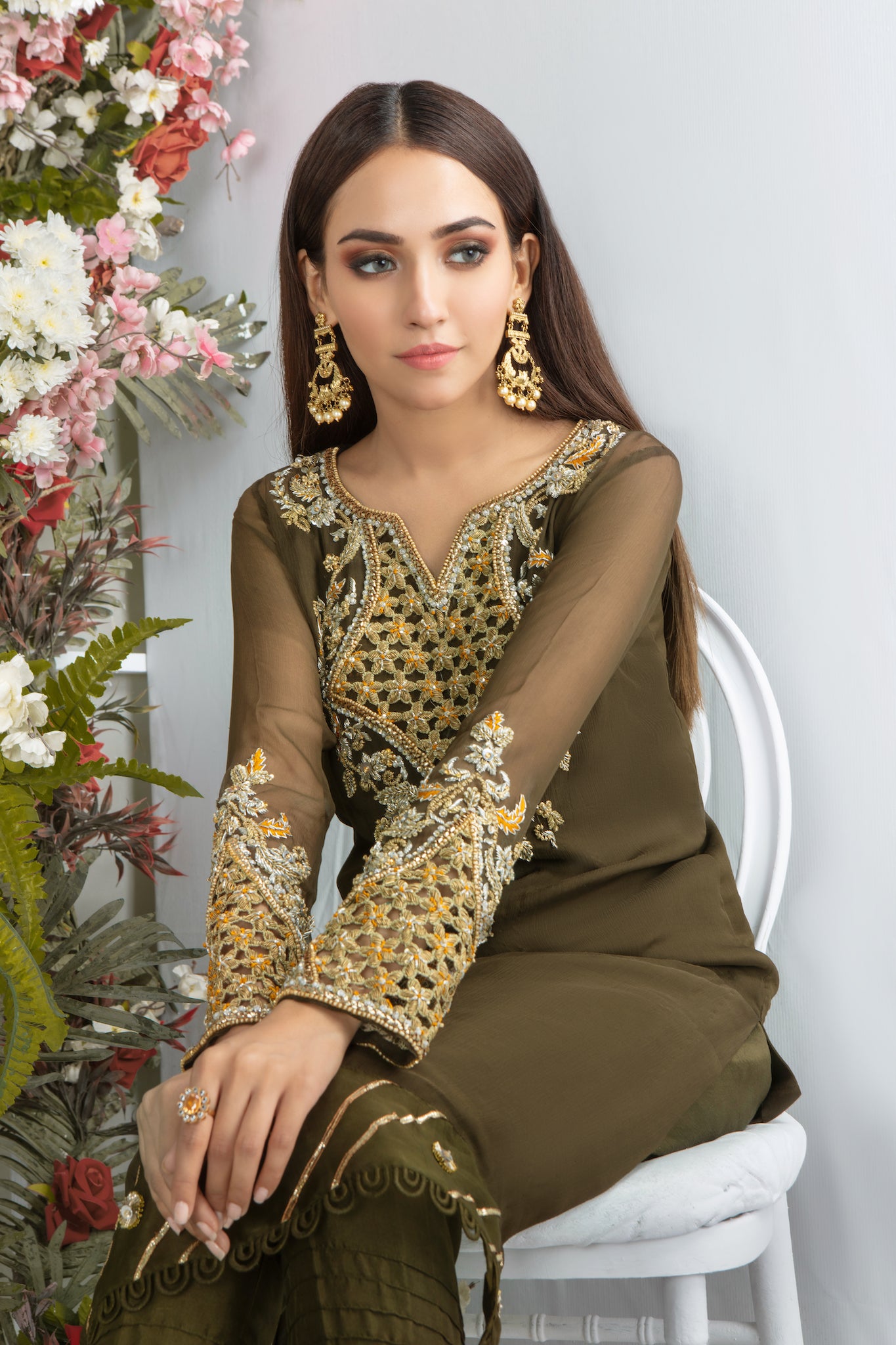 Olive Tan | Pakistani Designer Outfit | Sarosh Salman