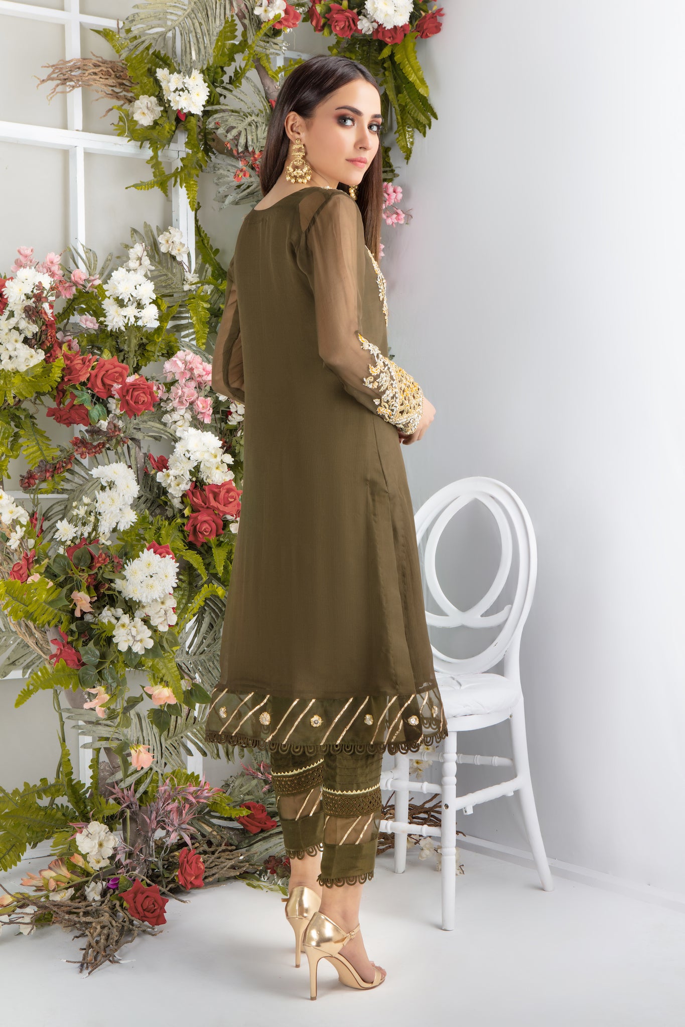 Olive Tan | Pakistani Designer Outfit | Sarosh Salman