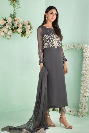 Charcoal Grey | Pakistani Designer Outfit | Sarosh Salman