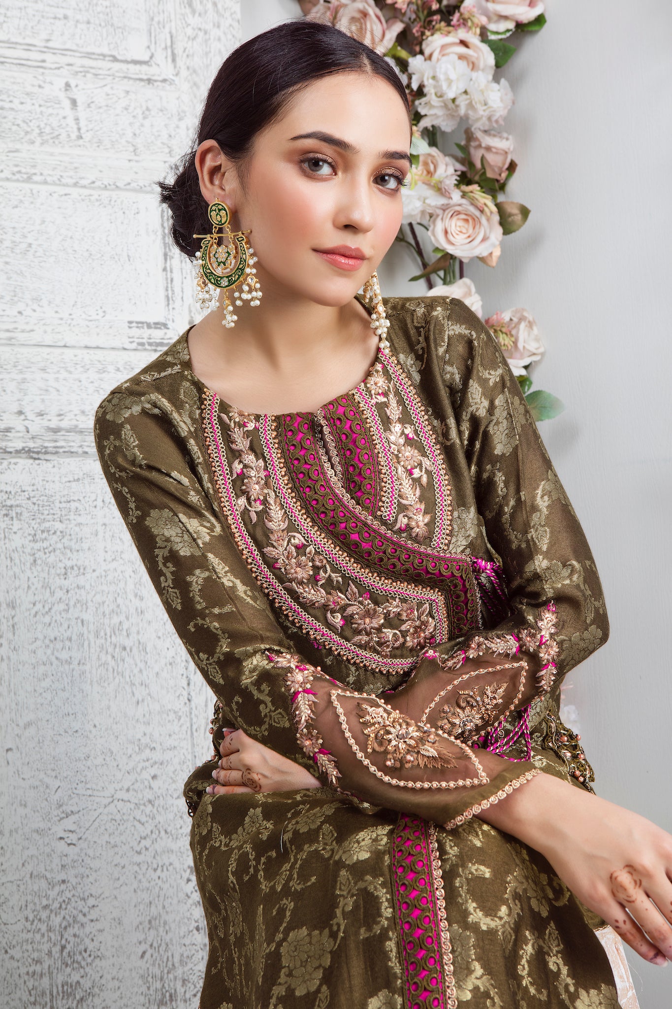Antique Olive | Pakistani Designer Outfit | Sarosh Salman