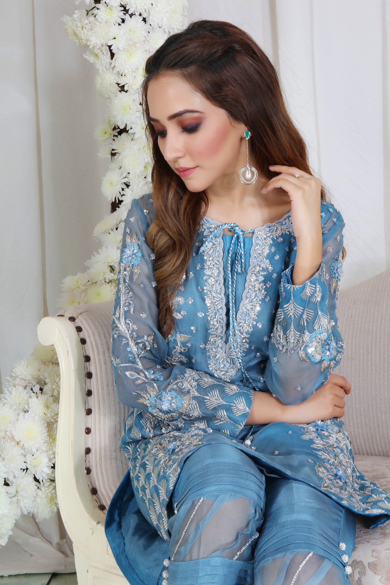 Dusty Turquoise | Pakistani Designer Outfit | Sarosh Salman