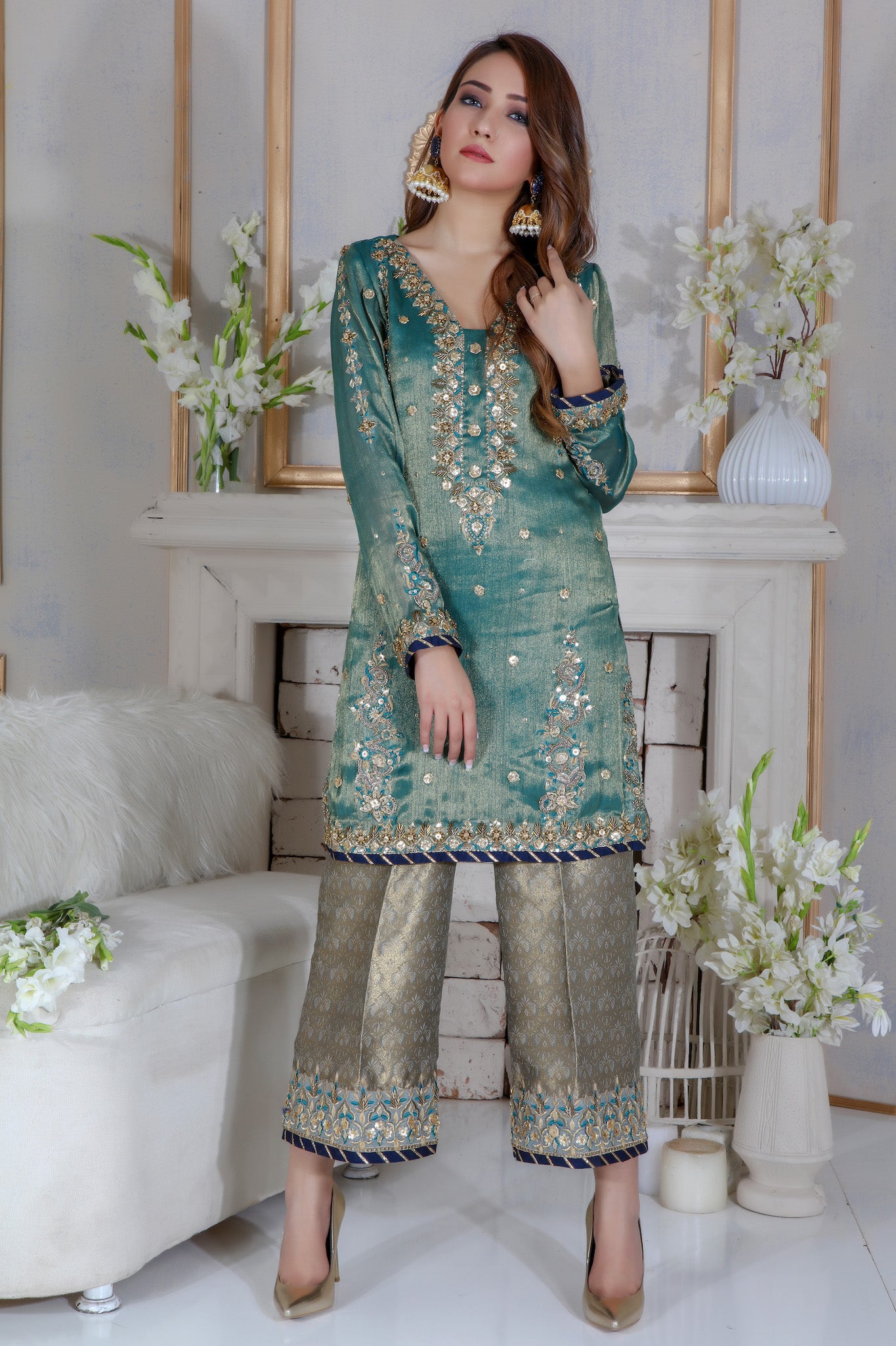 Metallic Green | Pakistani Designer Outfit | Sarosh Salman