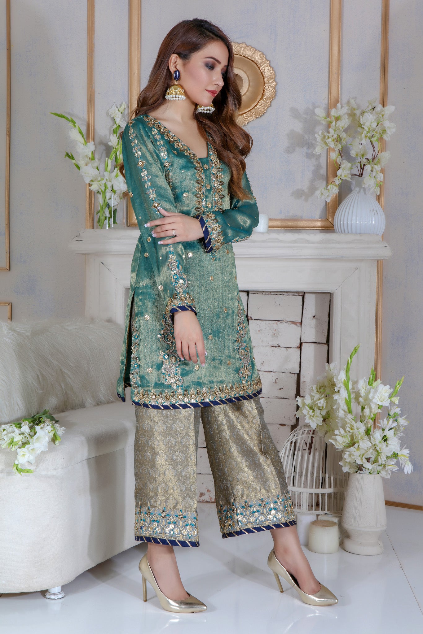 Metallic Green | Pakistani Designer Outfit | Sarosh Salman