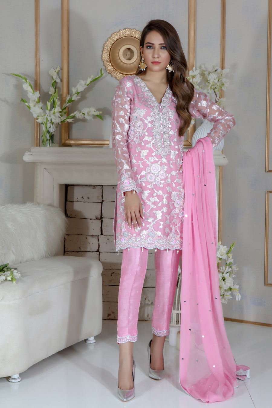 Carnation Pink | Pakistani Designer Outfit | Sarosh Salman