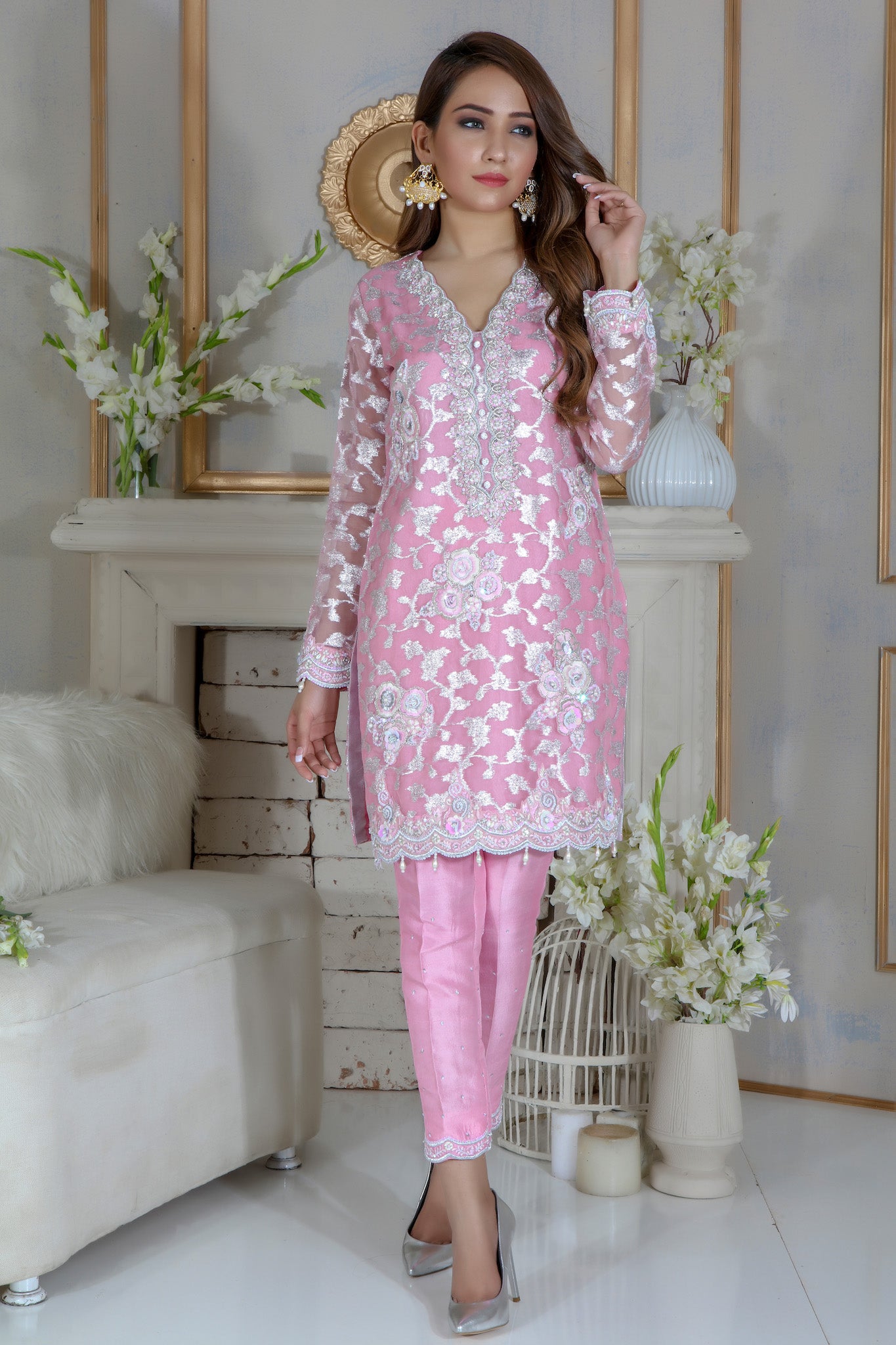 Carnation Pink | Pakistani Designer Outfit | Sarosh Salman