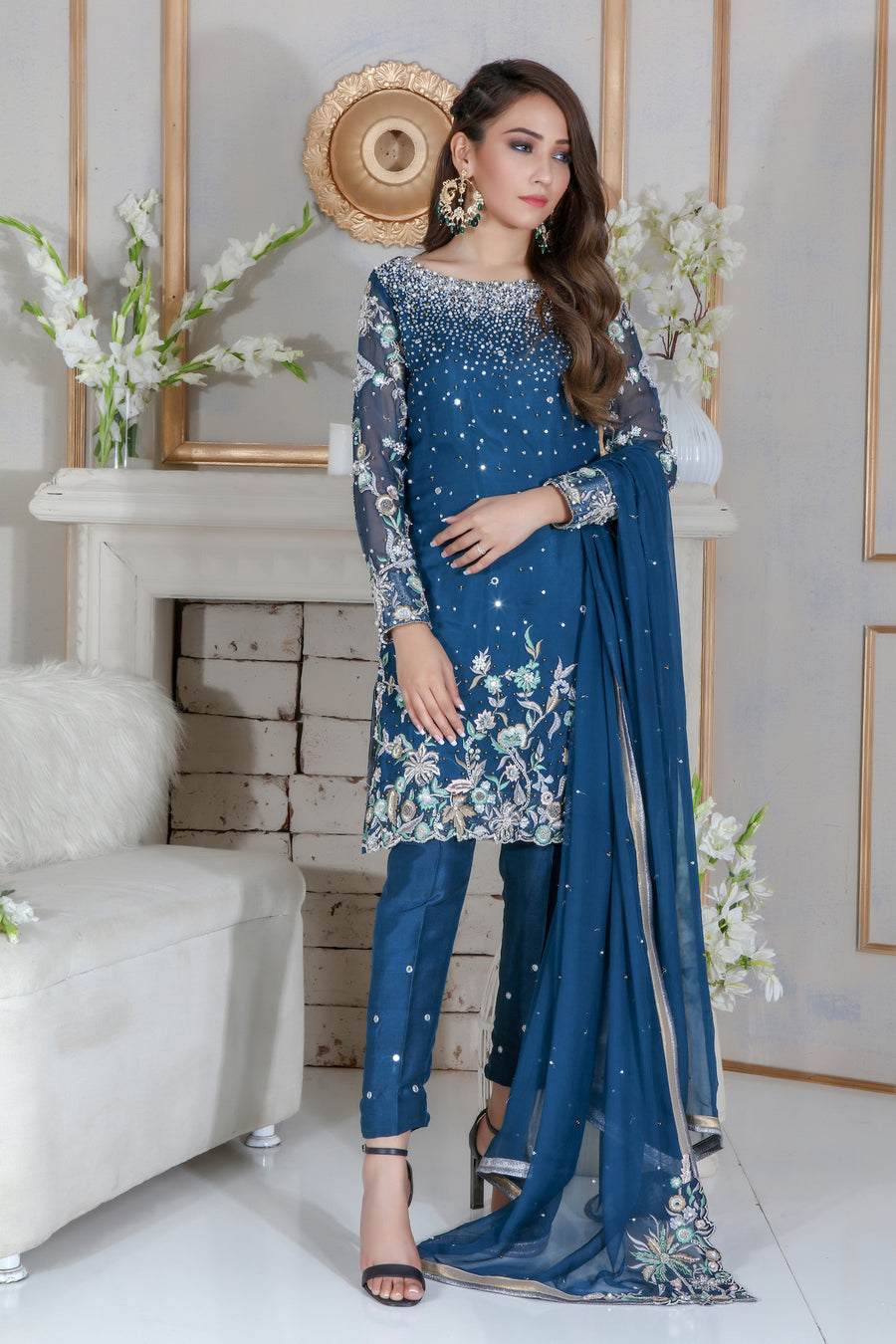 Teal Mirror | Pakistani Designer Outfit | Sarosh Salman