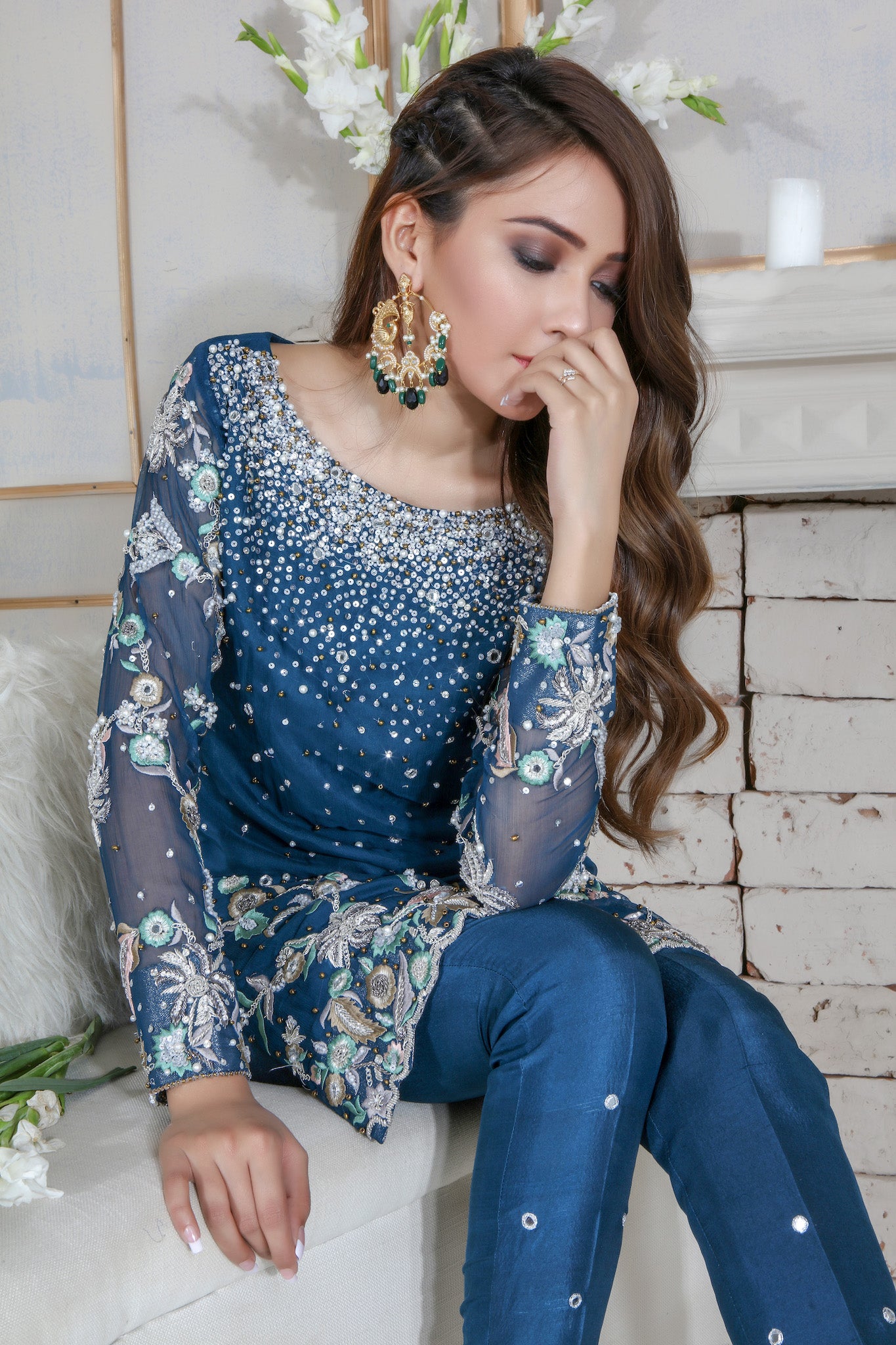 Teal Mirror | Pakistani Designer Outfit | Sarosh Salman