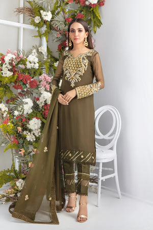 Olive Tan | Pakistani Designer Outfit | Sarosh Salman