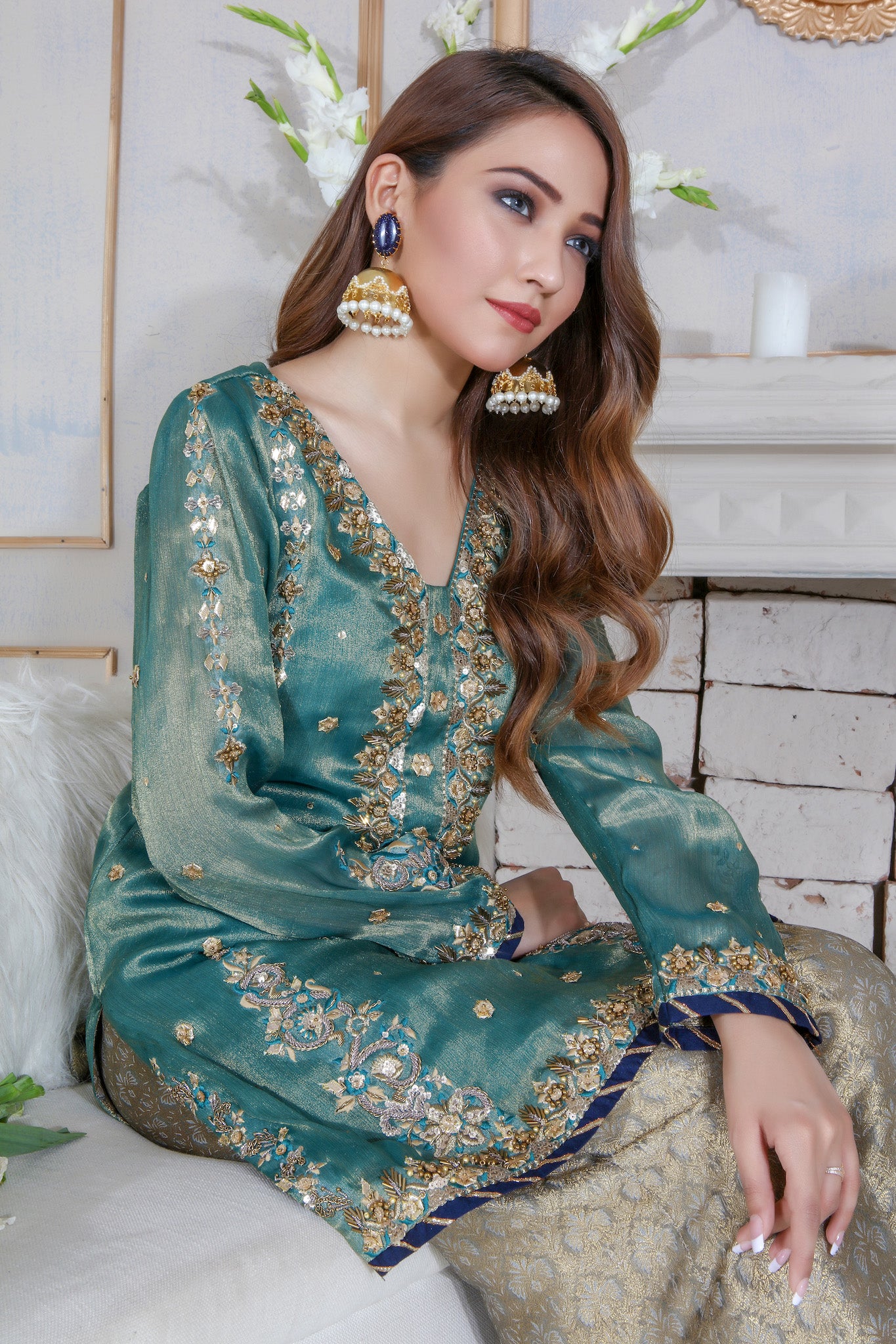 Metallic Green | Pakistani Designer Outfit | Sarosh Salman