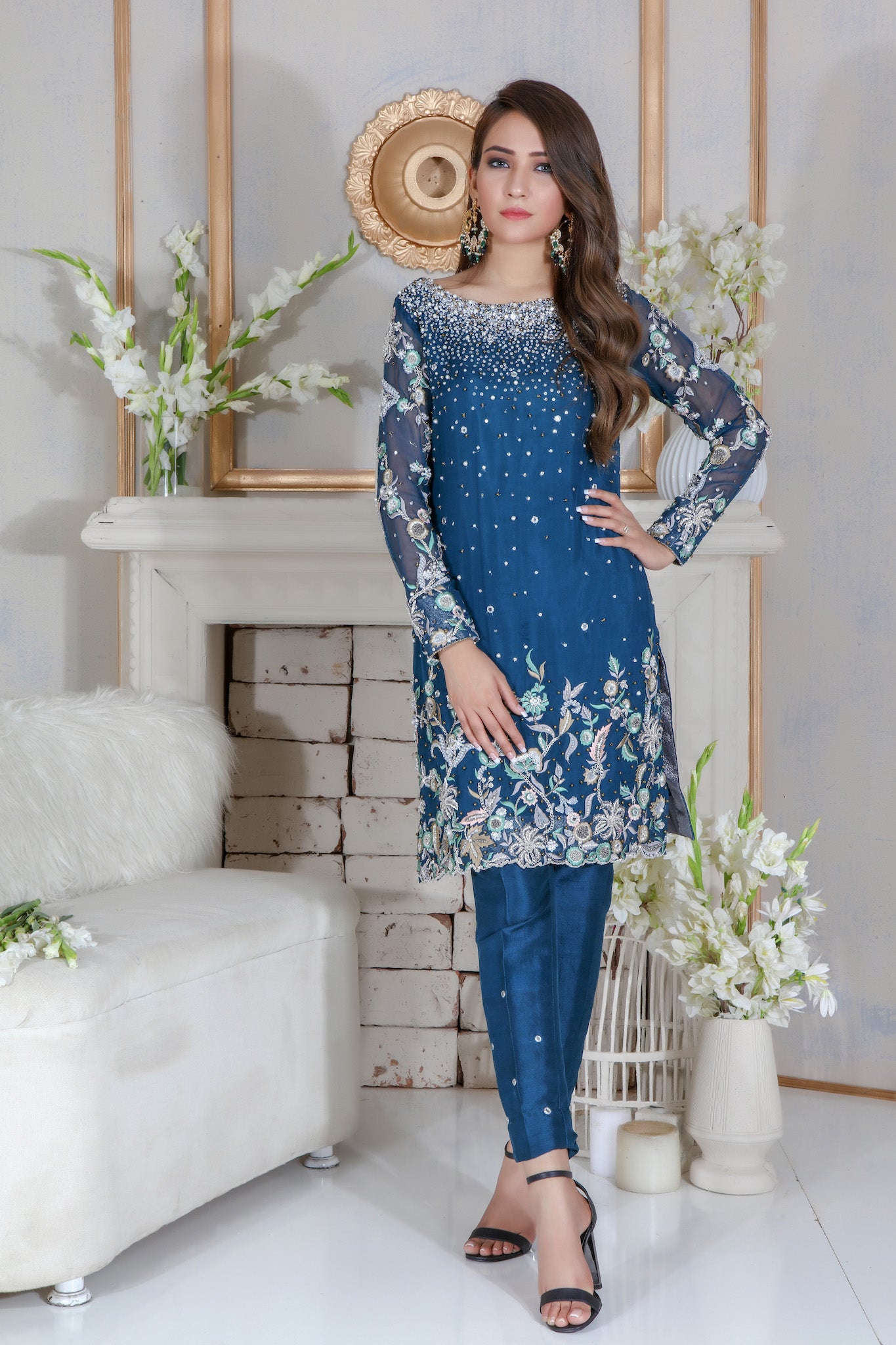 Teal Mirror | Pakistani Designer Outfit | Sarosh Salman