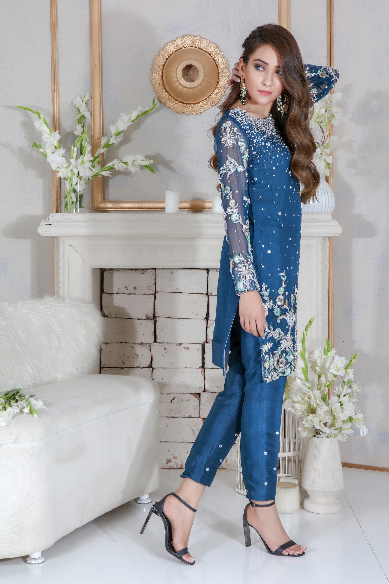 Teal Mirror | Pakistani Designer Outfit | Sarosh Salman
