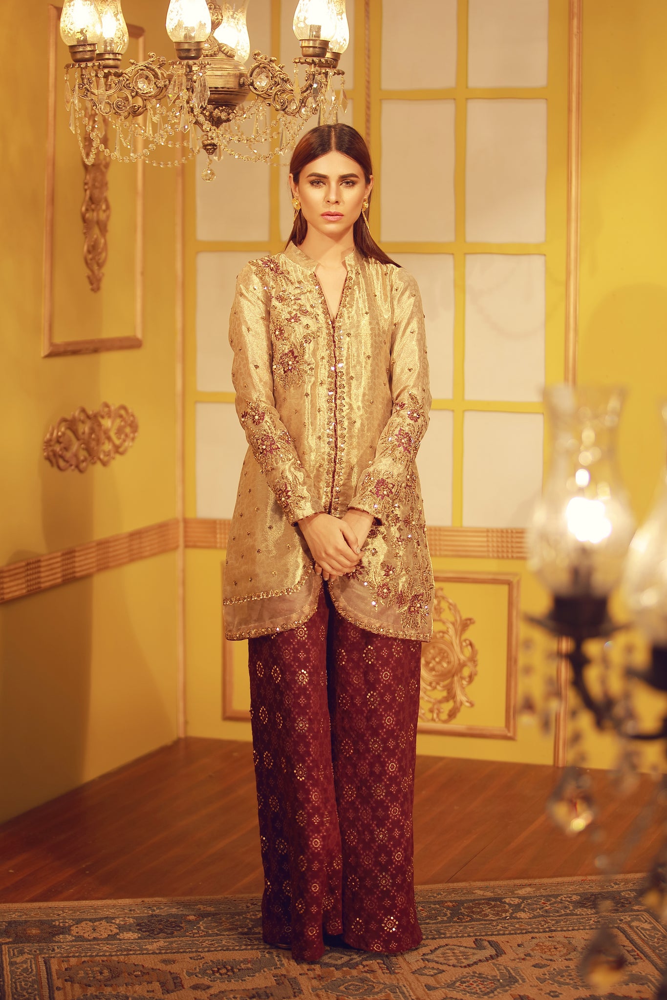 Beige Shimmer | Pakistani Designer Outfit | Sarosh Salman