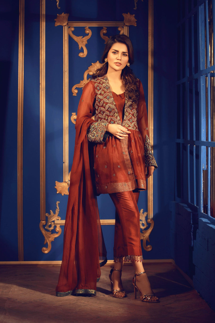 Cinnamon Brown | Pakistani Designer Outfit | Sarosh Salman